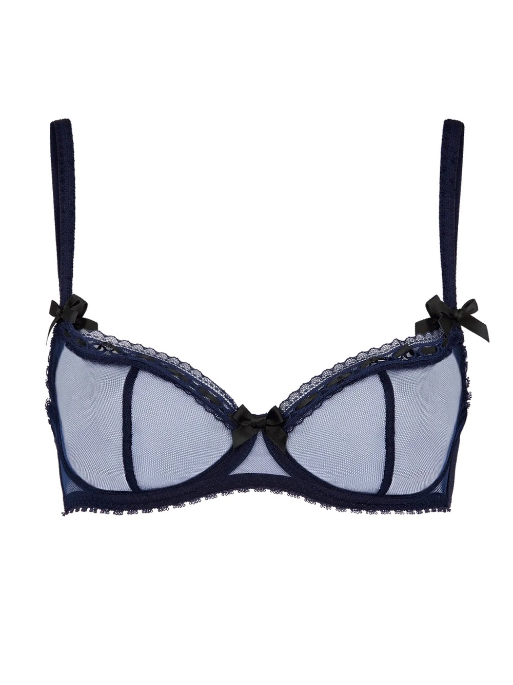 Agent Provocateur Claira Balconette Navy Sheer Lace Underwire Bra 32D